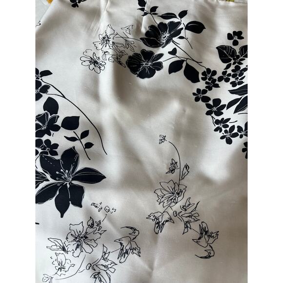 Vintage Renato Nucci Silk Skirt Cream Black Floral | EU40/ US 8 | Made in France - Picture 6 of 8